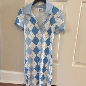 Argyle Princess Polly Dress in Blue and White